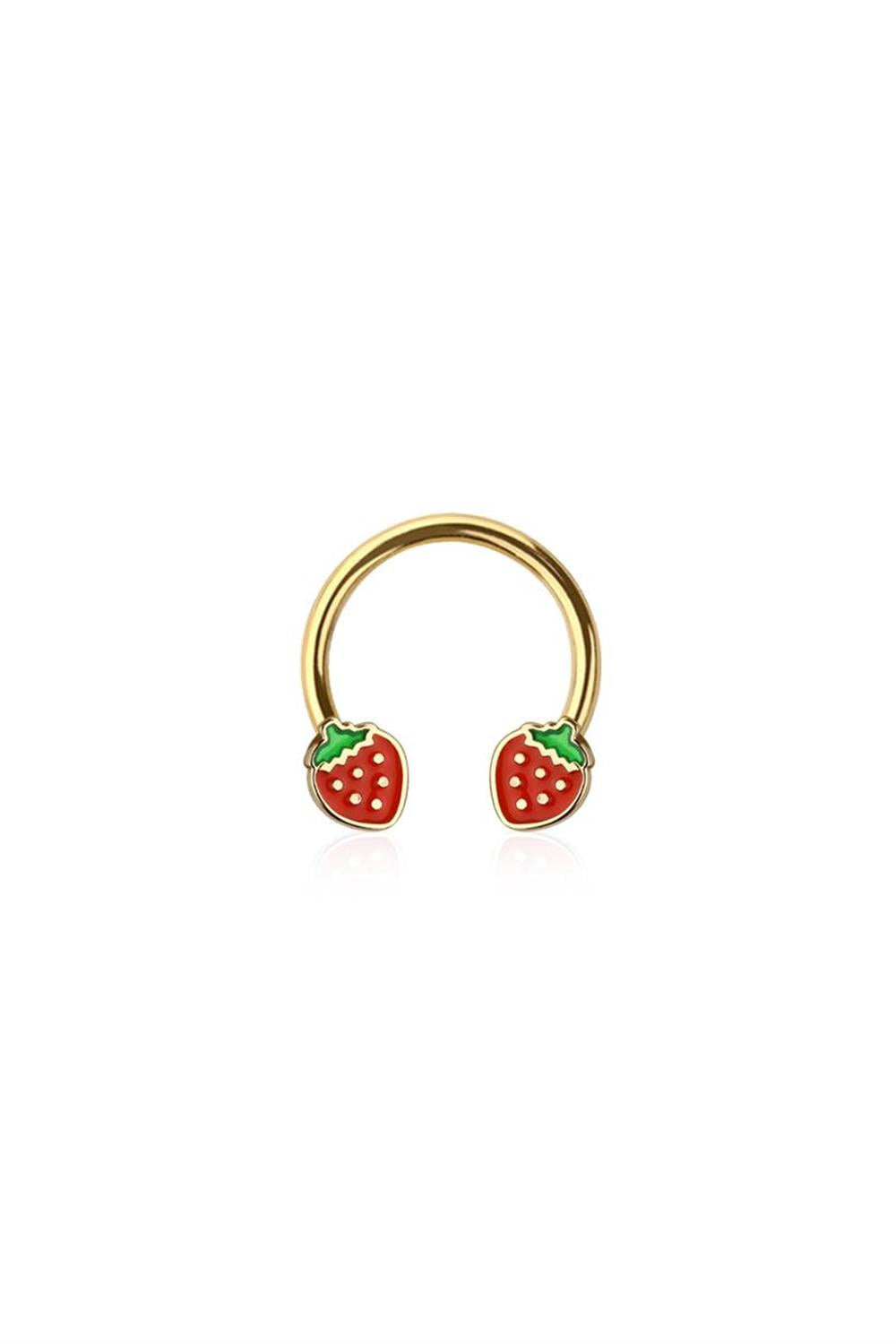 16G SURGICAL STEEL STRAWBERRY 3/8" (10MM) HORSESHOE